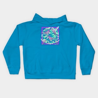 hummingbirds and blue cardinals in lovely arts ecopop Kids Hoodie